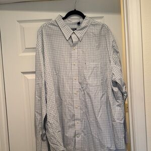 Izod Men's White and Blue Plaid Button Down Shirt